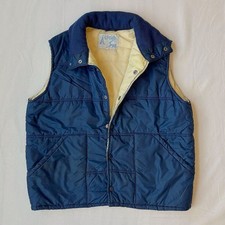 Vintage 70s Alpine Ski Puffer Vest Large Navy Quilted Ski Vest