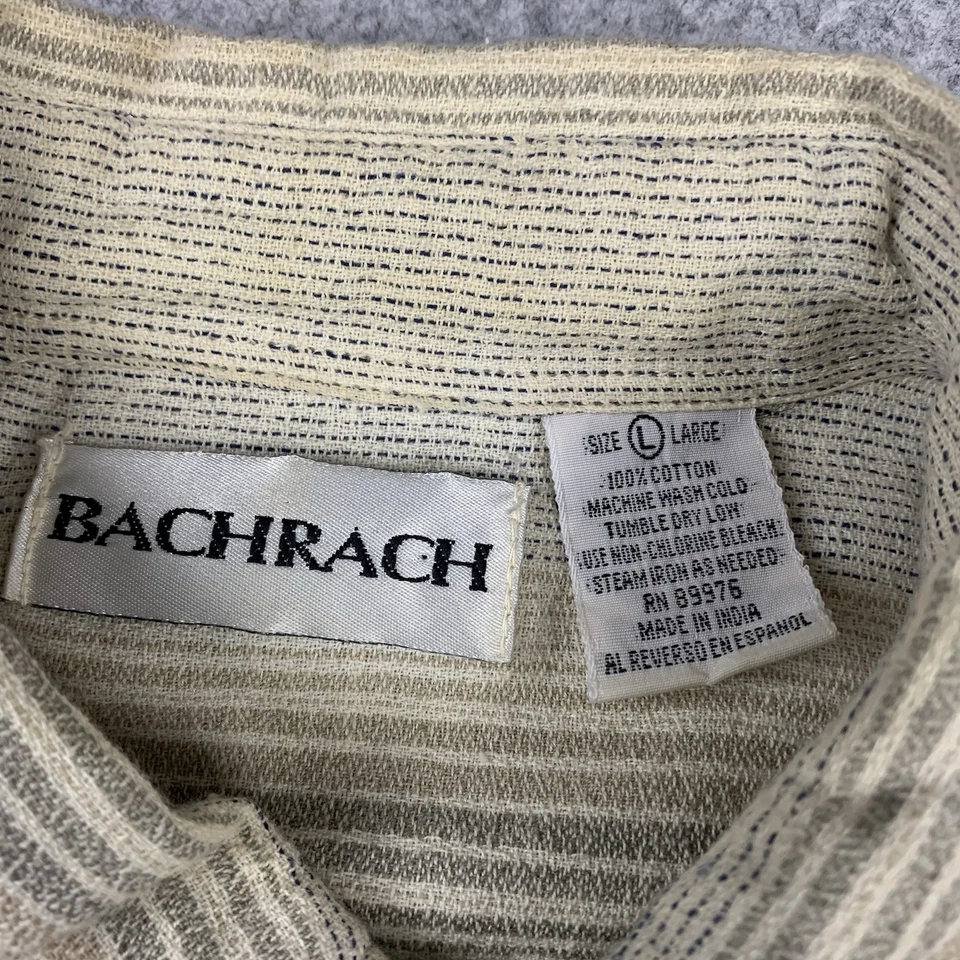 Camisa Bachrach vintage para hombre talla grande manga corta abotonada algodón rayas Foto 3 de 4