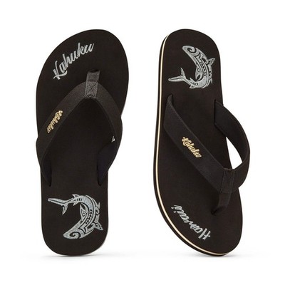 Kahuku Slipperahs Herren Zehentrenner Slipper Sandalen Flip Flops - Schwarz Hai