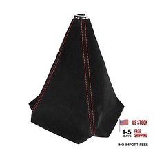 Car Shift Boot Cover, Suede Leather Shift Knob Boot Dust Cover, Black/Red