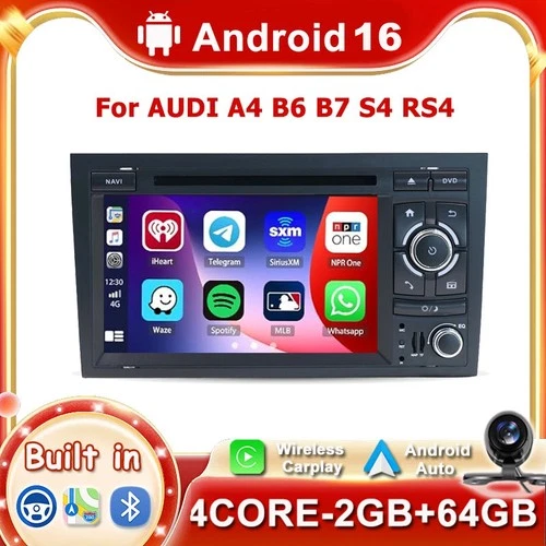 2G+64G For AUDI A4 B6 B7 S4 RS4 Car Stereo Radio DVD Android 16 GPS Navi CarPlay
