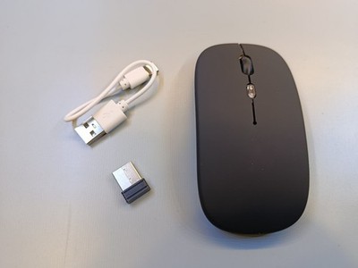 Bluetooth Funkmaus mit RGB 2,4Ghz Stick flach leise Buttons integrierter Akku
