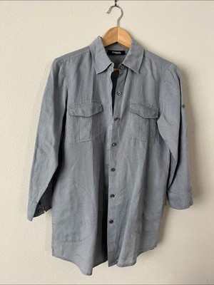 Thread & Supply Women's Blue Gray Linen Button Down Shirt Size S