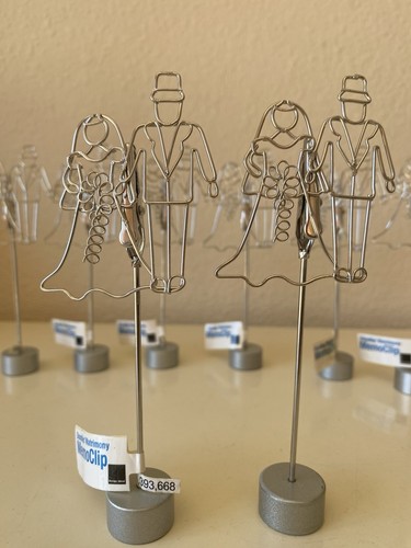 Set of 10 Bride & Groom Metal Wedding Place Card or Photo Holders