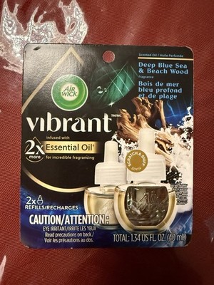 Air Wick Vibrant Essential Oil Refill 2 Pack DEEP BLUE SEA & BEACH WOOD Scent