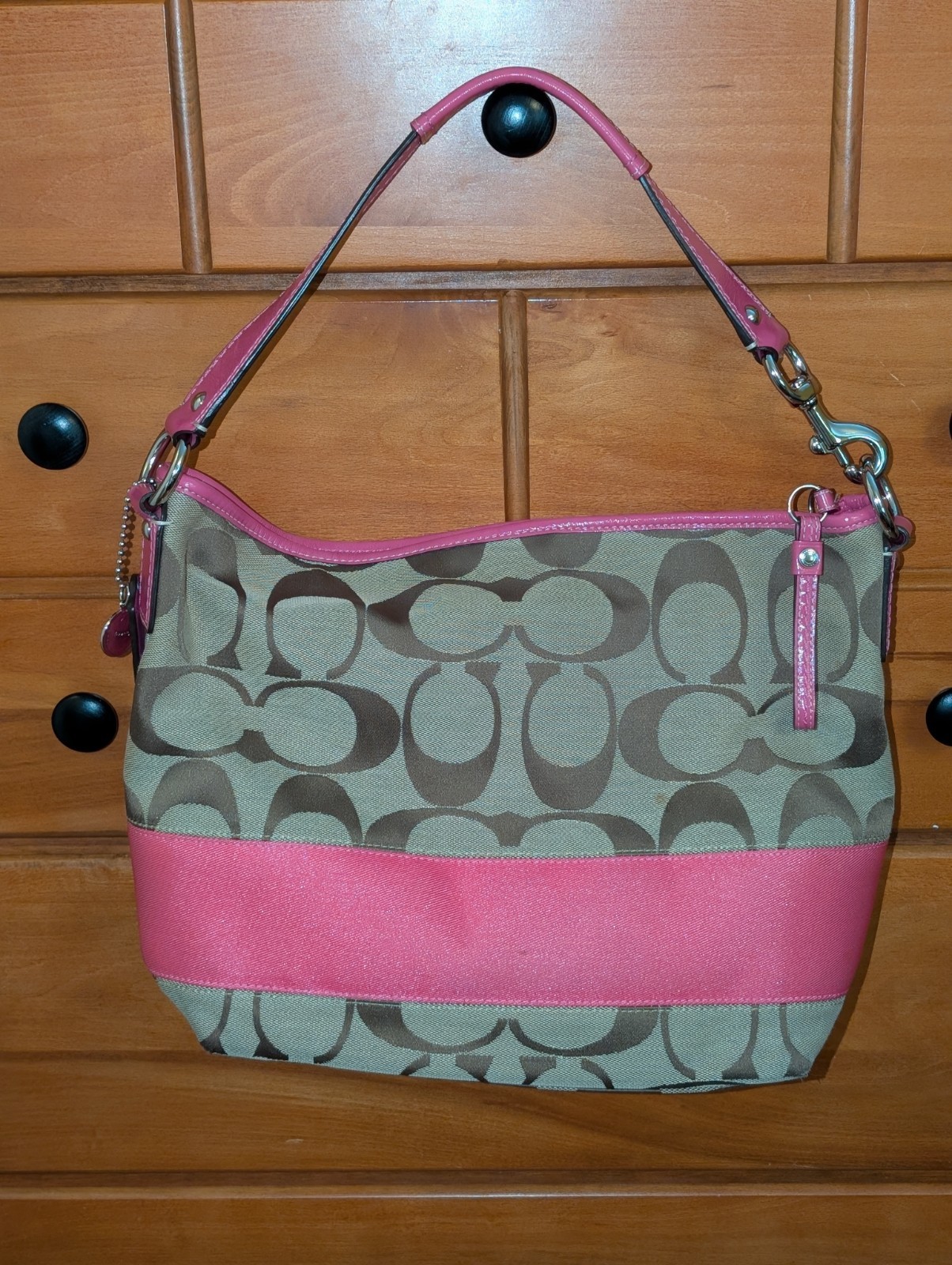 Coach Signature Jacquard Hobo Shoulder Bag Light Blue F13581