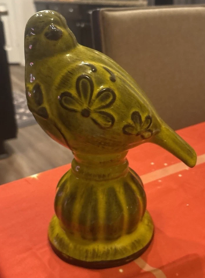 Large Green Bird On Petel Stool 9” - Image 2 of 4