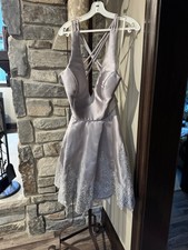 Alyce Silver Plunging  Mikado Cocktail Party  Dress sz 10 NWT sale!