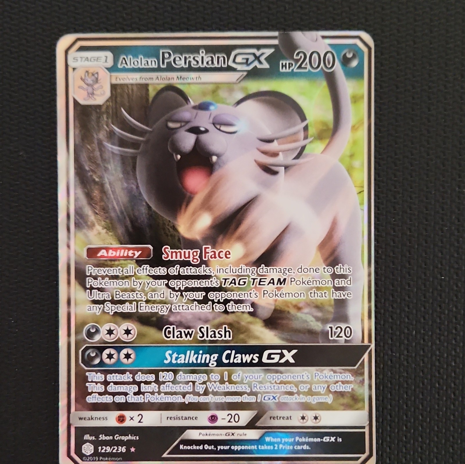 The Pokémon Company Alolan Persian GX 129/236 Cosmic Eclipse UR Holo