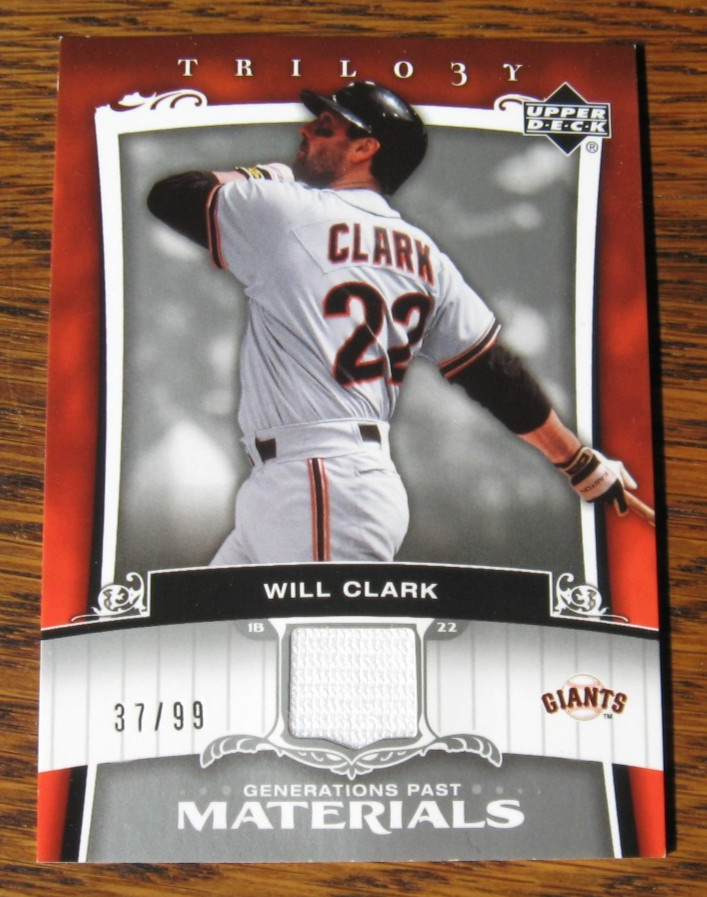 Will Clark 2005 Trilogy #PA-WC PAST MATERIALS Game Used Jersey card GIANTS 37/99 view 1