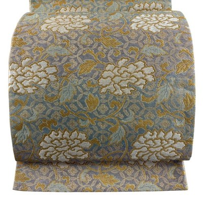 Obi Good ConditionFUKURO OBI Excellent Flower Arabesque Gold Silver Threads Foil