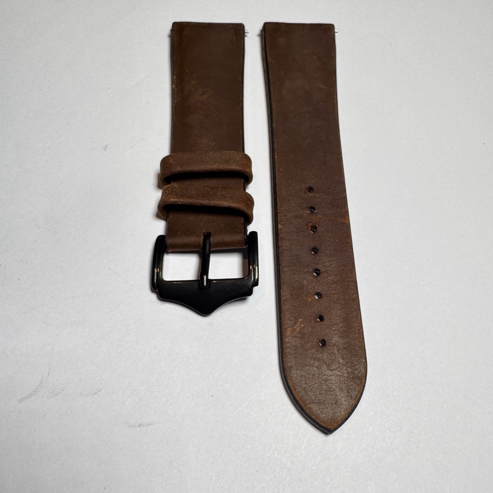 20mm Waterproof BROWN Nubuck Leather Watch Strap Rubber Small  BLACK buckle