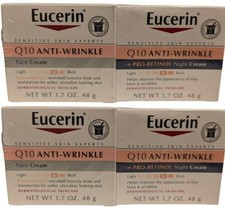2 Eucerin Q10 Anti Wrinkle Face Cream Moisturizer Bundle Day  Night Formula NEW