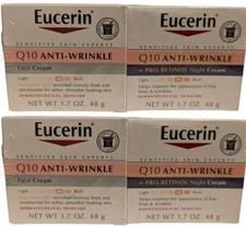 2 Eucerin Q10 Anti Wrinkle Face Cream Moisturizer Bundle Day & Night Formula NEW