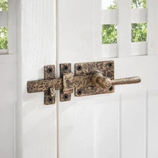 Everbilt 12 in. Antique Brass Cast Iron Door Lever Drop Bar Latch