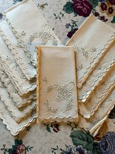 Vtg Madeira Portugal Hand Embroidered Handkerchief Set 11 Original Box