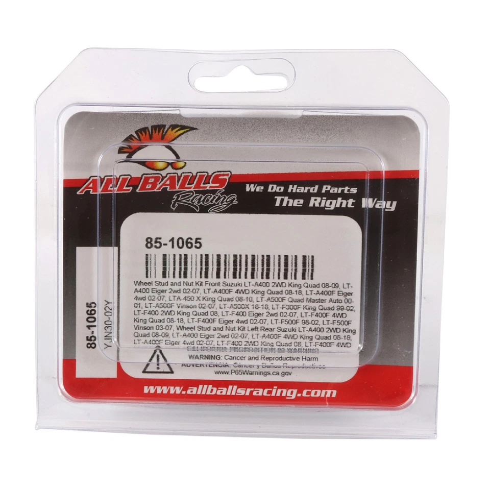 Kit de tuercas y pernos de rueda All Balls 85-1065 para Suzuki LT-A400F 4x4 King Quad 17 Foto 4 de 4