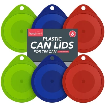 SOL 6pk Plastic Can Lids Silicone Tin Covers Reusable Airtight Food Storage