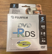 NEW Fujifilm 3 inch DVD-R DS 5 Disc Pack Camcorder 2.8GB 60-Minute Disc