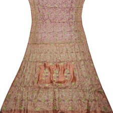 Vintage Pink Sarees 100 Pure Silk Hand Embroidered Sari 5YD Decor Craft Fabric