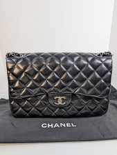 Chanel Black Lambskin Classic Jumbo Double Flap Bag