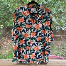 Izod Club International Tour Men's Vintage Hawaiian Button Down Shirt Size L