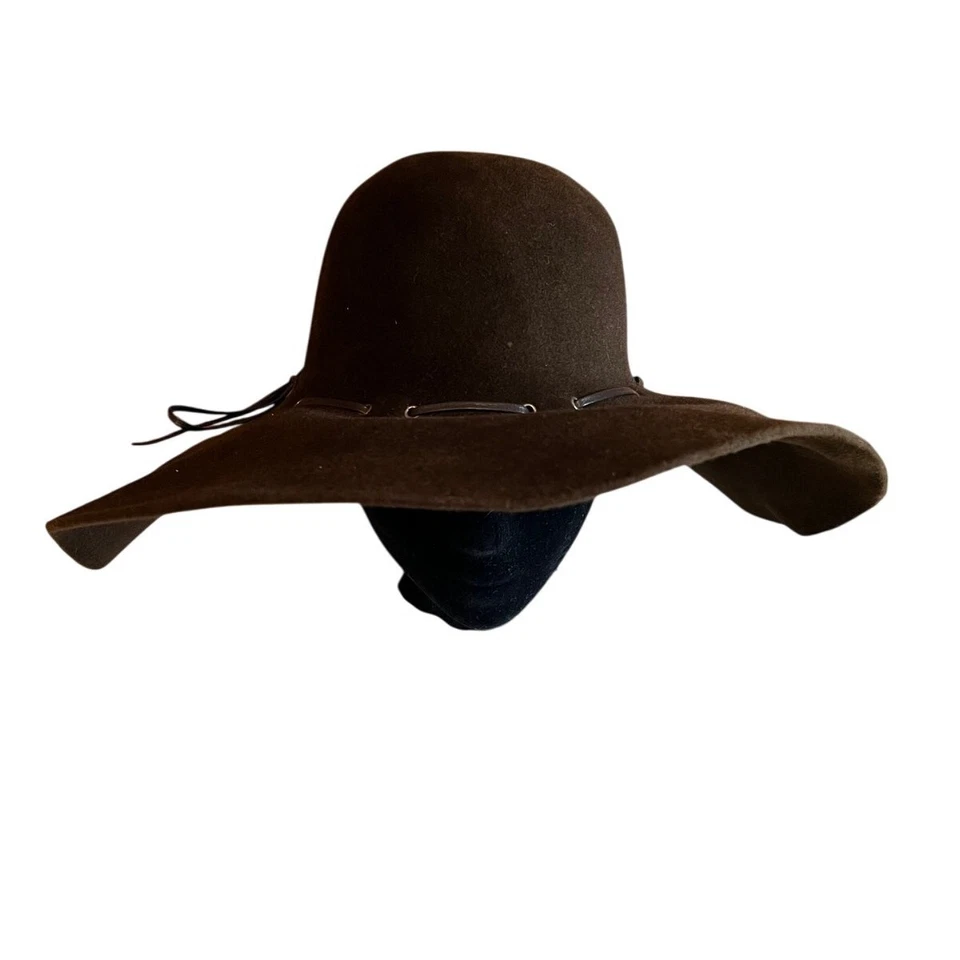 Sombrero de fieltro de ala floja Eric Javits detalle de punto de látigo marrón oscuro Foto 2 de 4