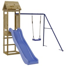 Playhouse Outdoor Climbing Frame Patio with Slide Swing Solid Wood Pine vidaXL