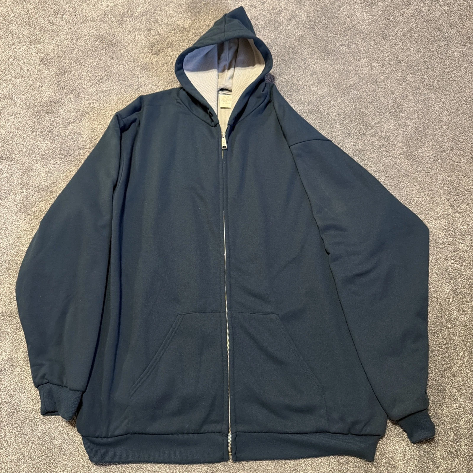 VTG Waffle Thermal Full Zip Hoodie Muleskins Carhartt Men’s 3XL USA Workwear 80s