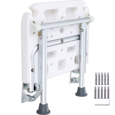 Uimoso Folding Shower Seat 15.7'' x 14.8'' Wall-Mounted Bench, Supports 500 lbs