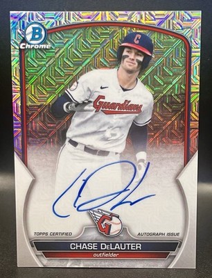 2023 Bowman Chrome Prospect Chase DeLauter #BMA-CD Mega Box Mojo Refractor Auto
