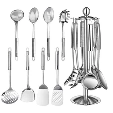18/0 Stainless Steel Cooking Utensils Set 9 Pcs Metal Kitchen Utensil Set Dis...