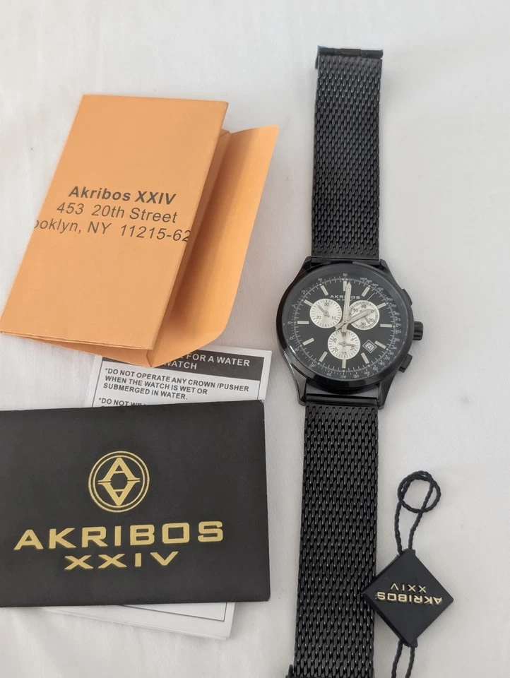 NEW Akribos XXIV Men’s Tachymeter Chronograph – AK625 sapphire coated crystal - image 3 of 4