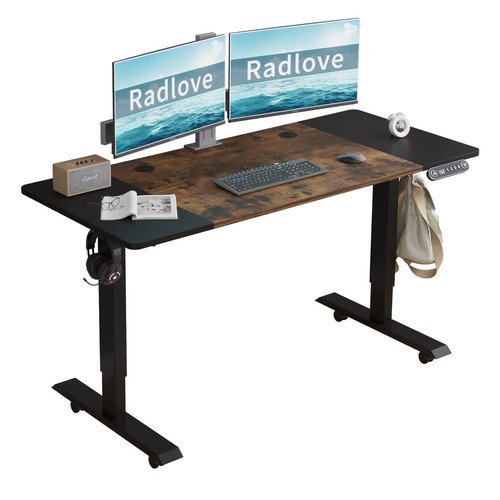 Electric Height Adjustable Standing Desk, 55 x 24 Inches Sit Stand up Worksta...