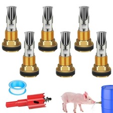 6PCS Pig Waterer Nipple, Automatic Pig Nipple Water Drinker for Barrel Kit, S...