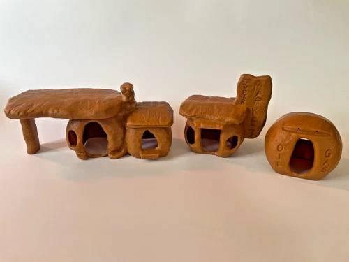 1960s Marx Flintstones Playset Lot Fred & Wilmas House, Supermarket, Gas Station