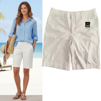St John's Bay Secretly Slender Bermuda Shorts 12 White Slimming Panel 11'' Inseam
