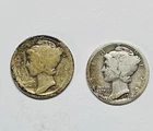 1916 P (Two) Mercury Silver Dimes Circulated As Pictured Lot Of Two (SP122)