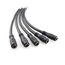 18 AWG DC Power Pigtail Cable, 2.1mm x 5.5mm Barrel Plug Wire Female Black