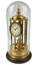 Antique German 400 Day Bandstand Clock- Torsion Anniversary Glass Dome - WORKING