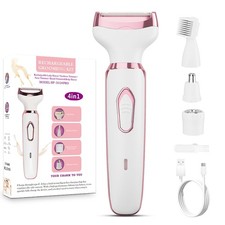 Women's Electric Razor Cordless Bikini Trimmer Face Body Leg Shaver 4-in-1