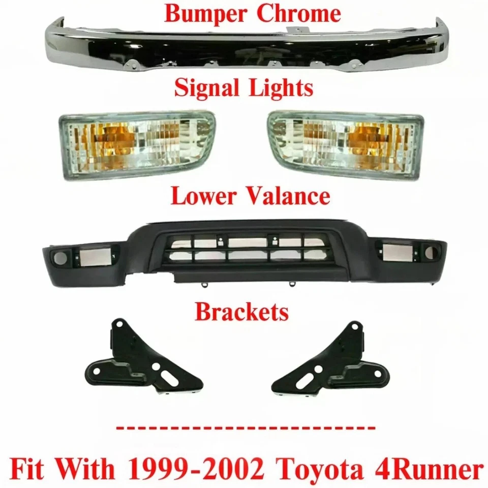 NEW FRONT CHROME BUMPER VALANCE BRACKETS SIGNAL 6PC FOR 1999-2002 TOYOTA 4RUNNER - Image 2 of 4