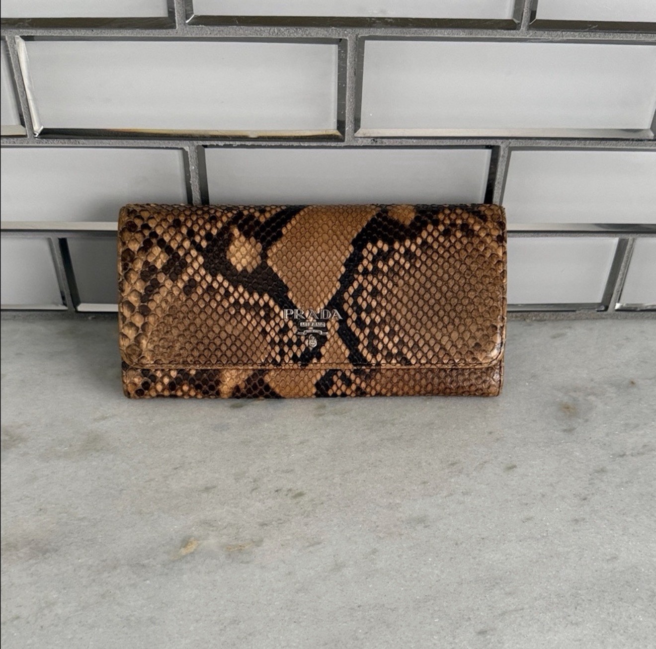 Prada Python Long Wallet EUC Rare Stunning - image 1
