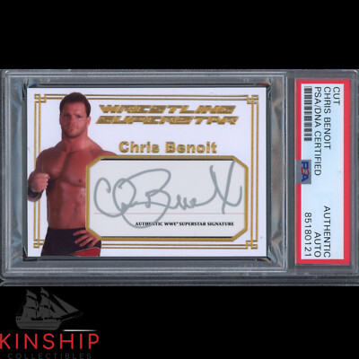 Chris Benoit signed Custom Trading Card PSA DNA Slabbed WWE Rare Auto C2528