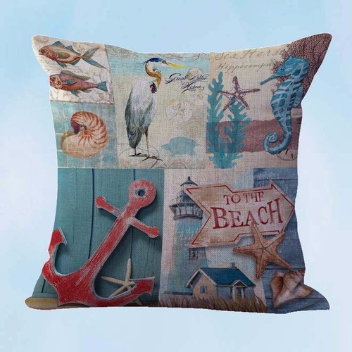 set of 2 seahorse anchor fish sea life cushion cover throw pillow cove - 第 2/3 張圖片