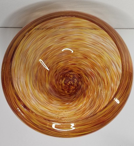 Dekorative mundgeblasene Studio Glaskunst 10" Schüssel, orange Wirbel bunt - Bild 8 von 11