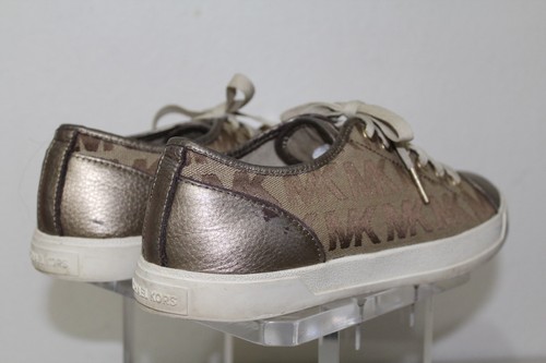 MICHAEL BY MICHAEL KORS MK LOGO PRINT BLOCK CITY SNEAKERS BRONZE SIZE 8.5 - Picture 9 of 12