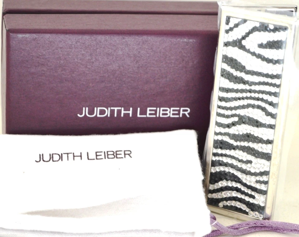 Judith LEIBER Mirror Slim Pocket White Black ZEBRA Stripes Crystal NEW NiB - Image 2 of 4