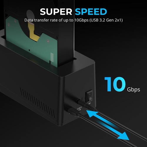 SABRENT USB-C Hard Drive Docking Station,2.5"/3.5" Inch SATA SSD & HDD (DS-UC1B) - Picture 4 of 7