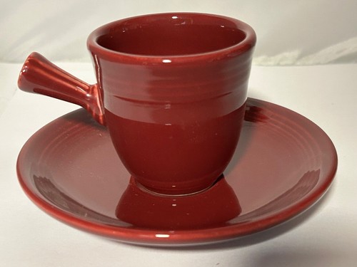 Fiesta Burgundy Stick Demitasse Cup Saucer, With Box - Picture 2 of 7